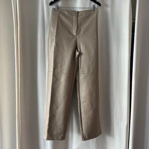 WAYF Nordstrom 2021 - Robertson Faux Leather Trousers: Beige, Sz L, Elastic Back